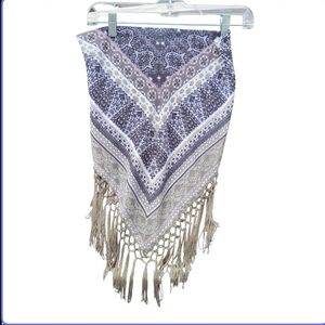NWOT Bohemian Fringe Scarf/Top in Purple and Sage